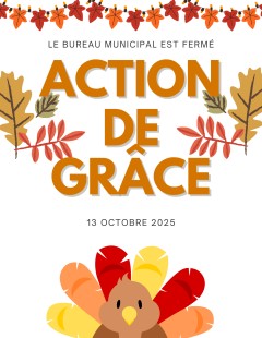 Bureau fermé pour l'Action de Grâce 