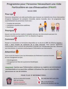 Programme pour Personne Nécessitant une Aide Particulière en cas d'évacuation (PNAP)