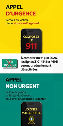 APPEL D'URGENCE, COMPOSEZ LE 911