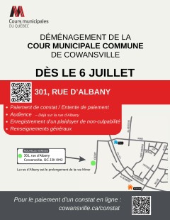 DÉMÉNAGEMENT DE LA COUR MUNICIPALE COMMUNE DE COWANSVILLE
