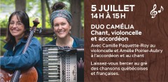 Duo Camélia, chant, violoncelle et accordéon au Parc des Chutes