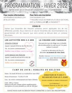 Loisirs - Programmation hiver 2021-2022
