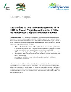 Défi ose entreprendre, une entreprise de Saint-Célestin se démarque 