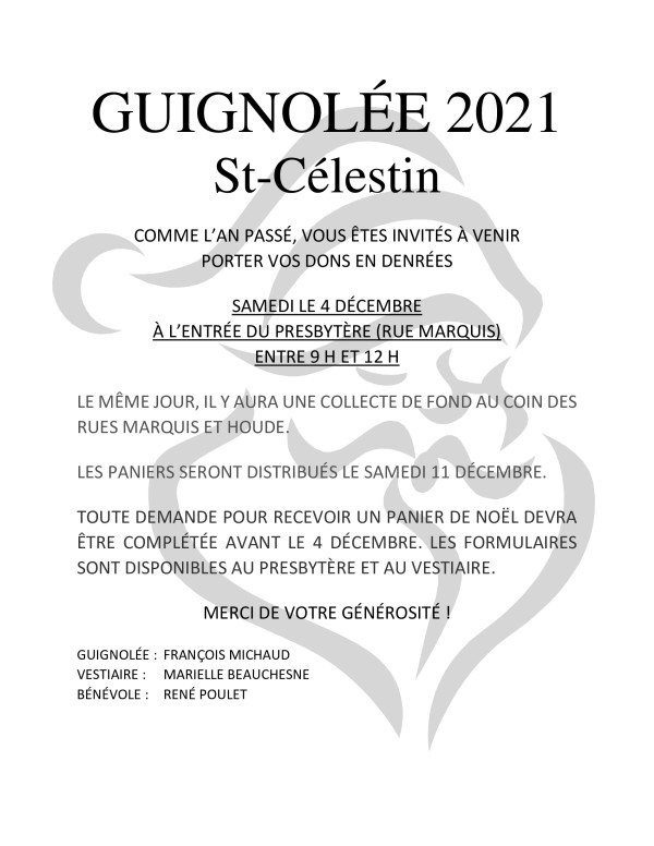 Guignolée 2021 à Saint-Célestin